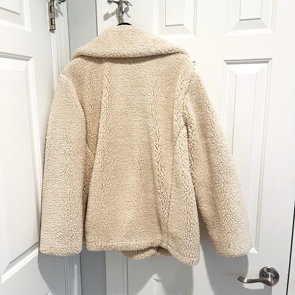 Free People Notched Teddy Pea Coat Ivory - Picture 4 of 7